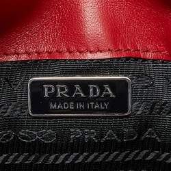 Pre Owned Prada Red Brushed Leather Mini Cleo Shoulder Bag