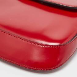 Pre Owned Prada Red Brushed Leather Mini Cleo Shoulder Bag