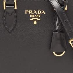 Pre Owned Prada Black Saffiano Lux Leather Galleria Zip Tote