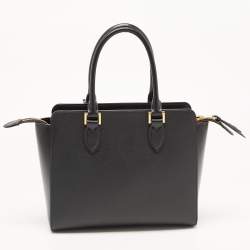 Pre Owned Prada Black Saffiano Lux Leather Galleria Zip Tote