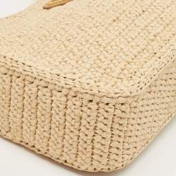 Pre Owned Prada Beige Raffia and Leather Re-Edition 2005 Shoulder Bag