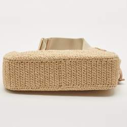 Pre Owned Prada Beige Raffia and Leather Re-Edition 2005 Shoulder Bag