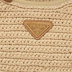 Pre Owned Prada Beige Raffia and Leather Re-Edition 2005 Shoulder Bag