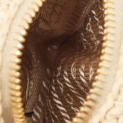 Pre Owned Prada Beige Raffia and Leather Re-Edition 2005 Shoulder Bag