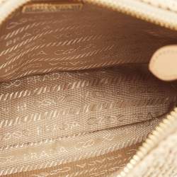 Pre Owned Prada Beige Raffia and Leather Re-Edition 2005 Shoulder Bag