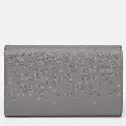 Pre Owned Prada Grey Saffiano Leather Trifold Wallet
