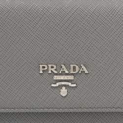 Pre Owned Prada Grey Saffiano Leather Trifold Wallet