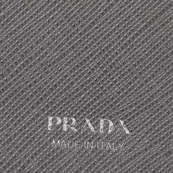 Pre Owned Prada Grey Saffiano Leather Trifold Wallet
