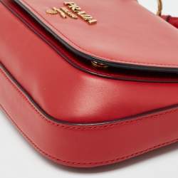 Prada Red Leather Pionniere Saddle Bag