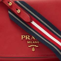 Prada Red Leather Pionniere Saddle Bag