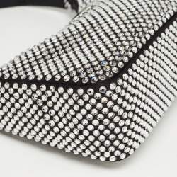 Prada Black Satin Mini Crystal Studded Re-Edition 2000 Shoulder Bag