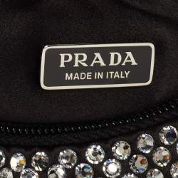 Prada Black Satin Mini Crystal Studded Re-Edition 2000 Shoulder Bag