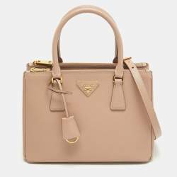 Pre Owned Prada Dusty Pink Saffiano Lux Leather Medium Galleria Tote 
