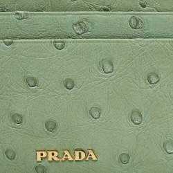 Prada Aqua Green Ostrich Card Holder