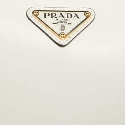 Prada White Leather Arqué Shoulder Bag