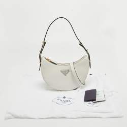 Prada White Leather Arqué Shoulder Bag