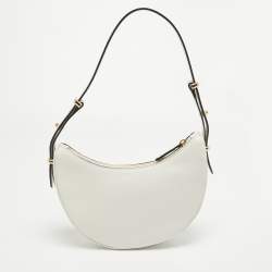 Prada White Leather Arqué Shoulder Bag