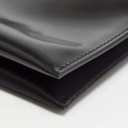 Pre Owned Prada Black Brushed Leather and Nylon Wristlet Pouch