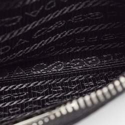 Pre Owned Prada Black Brushed Leather and Nylon Wristlet Pouch