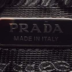 Pre Owned Prada Black Brushed Leather and Nylon Wristlet Pouch