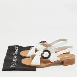 Prada White Patent Leather Slingback Sandals 41