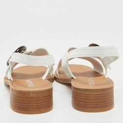 Prada White Patent Leather Slingback Sandals 41
