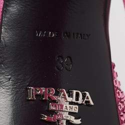 Prada Pink Satin Crystal Embellished Platform Ankle Strap Sandals Size 39