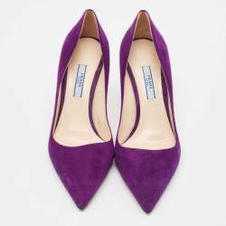 Prada Purple Suede Pointed Toe Pumps Size 37