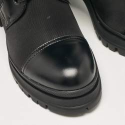Prada Black Leather and Nylon Combat Boots Size  38