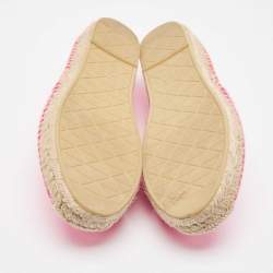 Pre Owned Prada Pink Satin Logo Plaque Espadrille Flats Size 38
