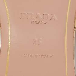 Prada Gold Embossed Python Flat Slides Size 35