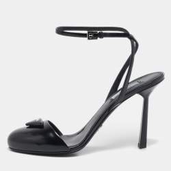 Prada Black Leather Ankle Strap Sandals Size 39