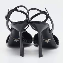 Prada Black Leather Ankle Strap Sandals Size 39