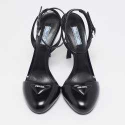 Prada Black Leather Ankle Strap Sandals Size 39