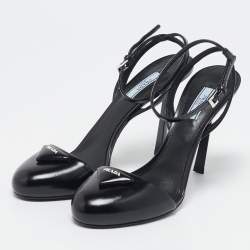 Prada Black Leather Ankle Strap Sandals Size 39
