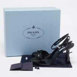 Prada Black Leather Ankle Strap Sandals Size 39