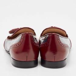 مملوكة مسبقًا حذاء سليبر فلات برادا سموكينغ جلد لامع عنابي مقاس 36