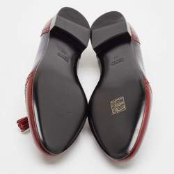 مملوكة مسبقًا حذاء سليبر فلات برادا سموكينغ جلد لامع عنابي مقاس 36