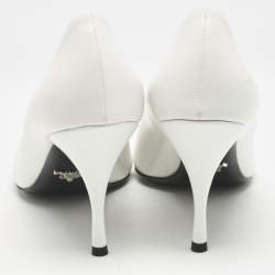 Pre Owned Prada White Leather Pointed Toe Pumps Size 40