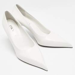 Pre Owned Prada White Leather Pointed Toe Pumps Size 40