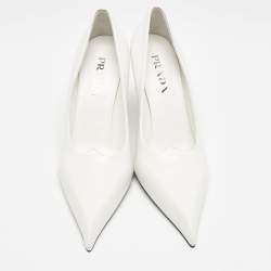 Pre Owned Prada White Leather Pointed Toe Pumps Size 40