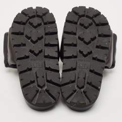 Prada Black Leather Padded Flat Slides Size 36.5