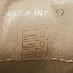 Pre Owned Prada Beige Leather Padded Flat Mules Size 37