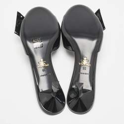 Prada Black Patent Leather and Satin Bow Slide Sandals Size 39