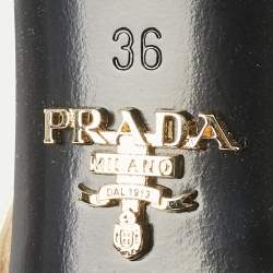 مملوكة مسبقًا Prada Gold Satin Crystal Embellished Triangle Logo Slingback Pumps Size 36