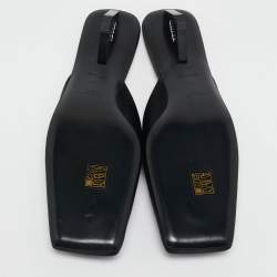 Prada Black Satin Square Toe Heel Mules Size 41