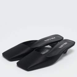 Prada Black Satin Square Toe Heel Mules Size 41