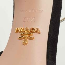 مملوكة مسبقًا Prada Black/Silver Suede and Leather Ankle Strap Pumps Size 39.5