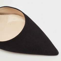 مملوكة مسبقًا Prada Black/Silver Suede and Leather Ankle Strap Pumps Size 39.5