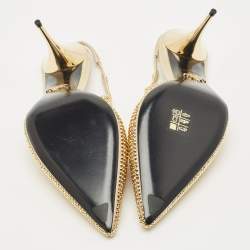 Pre Owned Prada Gold Satin Crystal Embellished Cleo Slingback Pumps Size 40